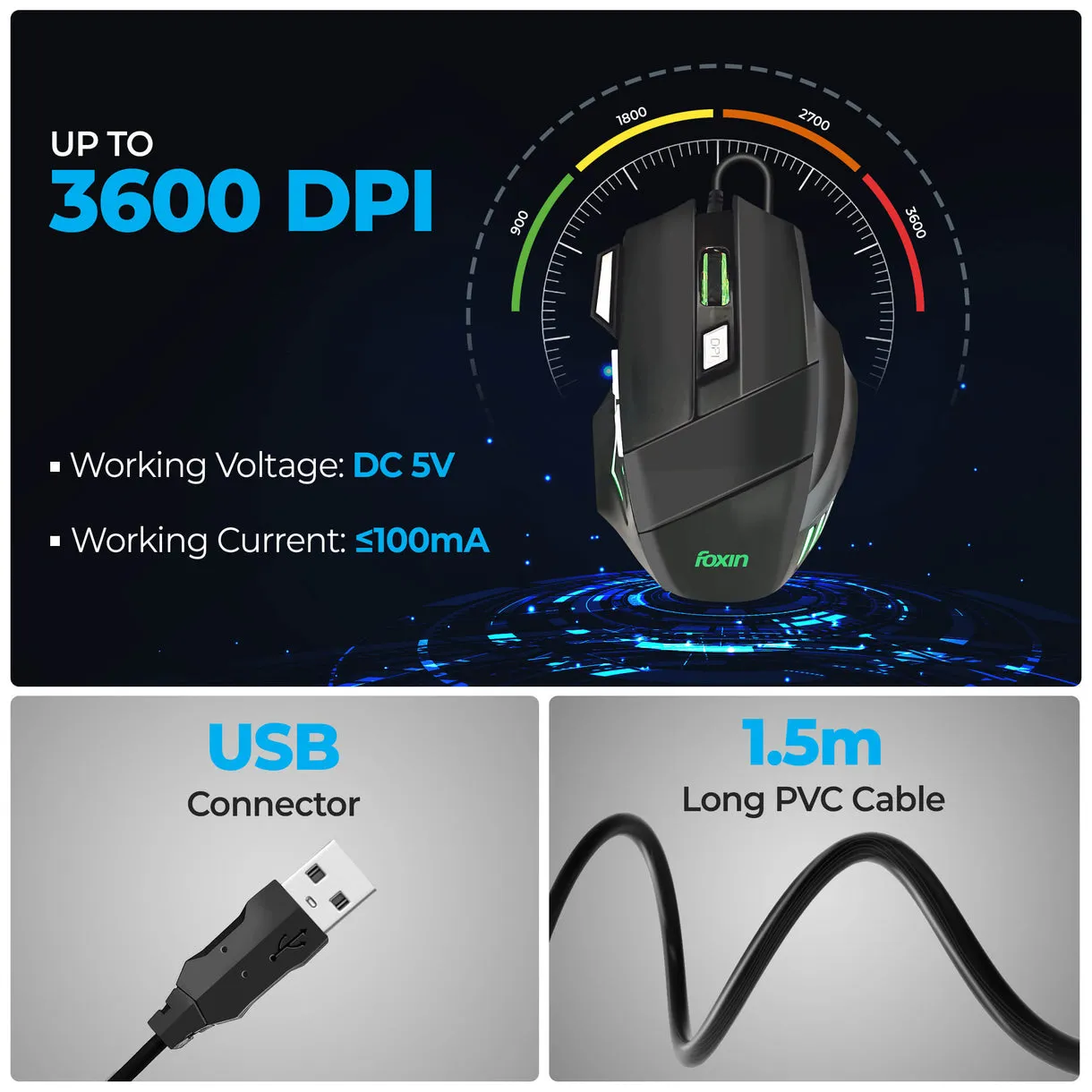 Foxin USB Gaming Keyboard Mouse Combo RGB (Endeavour) view 4